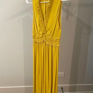 Maeve V-Deck Dress in Golden Yellow with Ruffled Details Women's size XS
